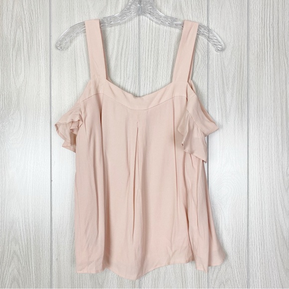 Sanctuary | Ruffle Sleeve Cold Shoulder Cameo Pink Top Size Small - Picture 2 of 10